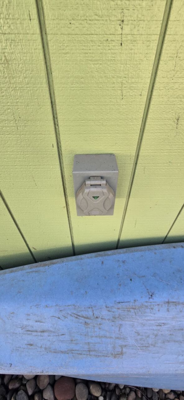 Generator power inlet box installed on the exterior wall of a home in Clark County WA